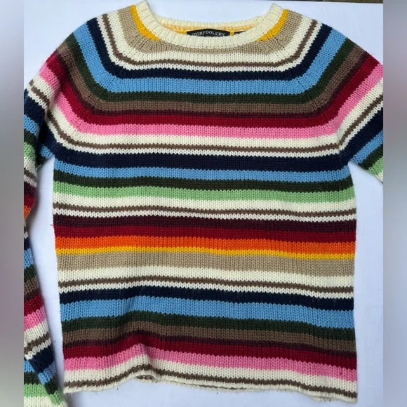 Tomfoolery Women's Colorful Striped Crew Neck Sweater with Matching Scarf - Picture 2 of 8